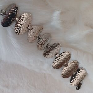 Hammered Metal Oval Bracelet